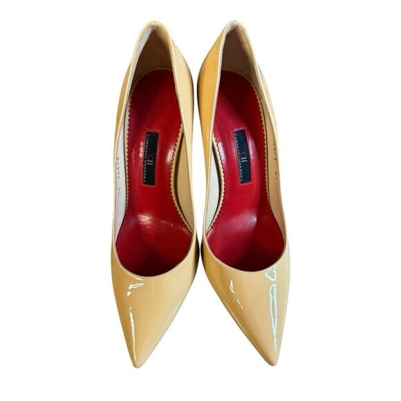 CH Carolina Herrera Patent Leather Heels Beige Red Sole Pumps Size US 6.5 / EU37 - Picture 5 of 10